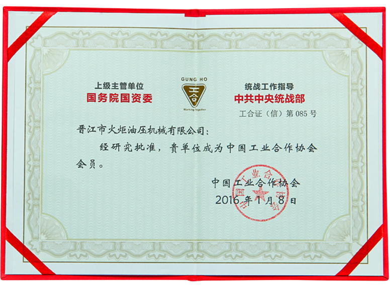 Member of Chinese industrial cooperative association